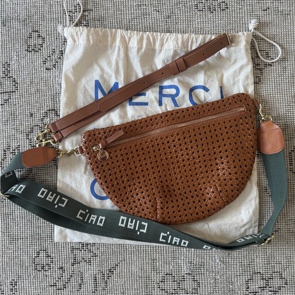 Clare V Tan Rattan Grande Fanny. Green Ciao strap NOT included. - Picture 2 of 5